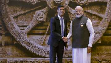 PM Modi welcomes UK PM Rishi Sunak at G20 venue