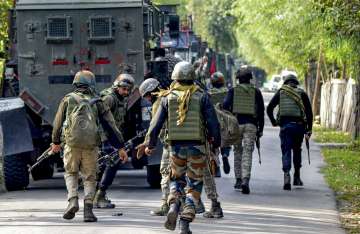 Security personnel during an encounter with terrorists at Kokernag area