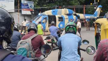 Helicopter on road, bengaluru