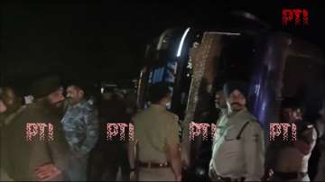 Bus overturned in Uttarakhand's Udham Singh Nagar.