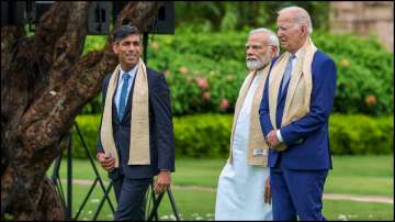 PM Modi with his British counterpart Rishi Sunak and US President Joe Biden