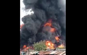 A massive fire erupted in a commercial building in Benin. 
