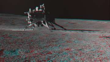 The anaglyph Of Vikram created using images captured by Pragyan's camera is a three-channel image, which means that three different colours have been superimposed. However, in this case  only two images have been used. 