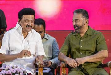 Kamal Haasan with DMK chief Stalin