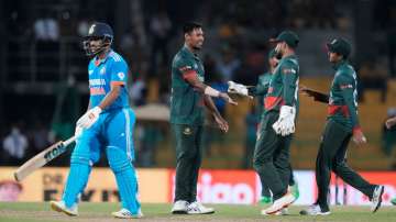 Bangladesh celebrating Shardul Thakur's wicket