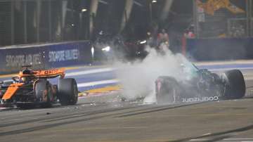 Lance Stroll of Aston Martin at Marina Bay circuit, Singapore on Sep 16, 2023