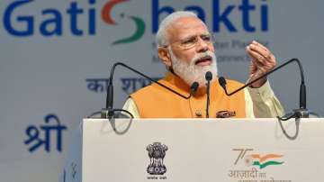 Prime Minister Narendra Modi addresses the launch of the PM Gati Shakti.