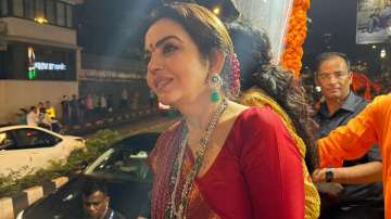 Nita Ambani on her way for the visarjan of Ganpati Bappa.