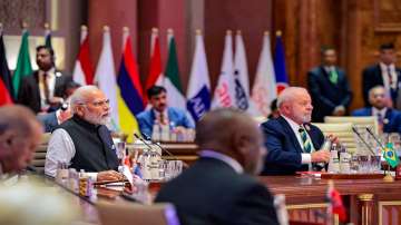 PM Modi during Session-2 on One Family of the G20 Summit 2023 at the Bharat Mandapam, in New Delhi