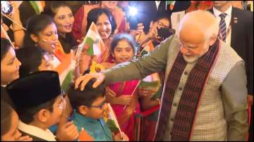 PM Modi interacting with the Indian diaspora in Jakarta