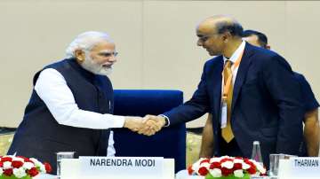 Prime Minister Narendra Modi with Tharman Shanmugaratnam