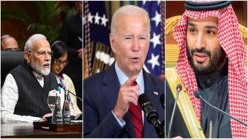 Indian PM Narendra Modi (L), US President Joe Biden (C), and Saudia Crown Prince Mohammed bin Salman