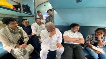 Rahul Gandhi along with Bhupesh Baghel rides train in Chhattisgarh