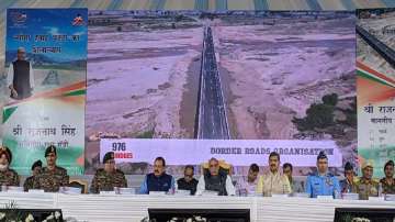 Defence Minister Rajnath Singh at a BRO's event in Samba district of Jammu and Kashmir.