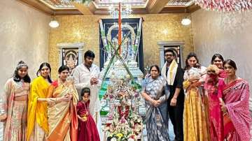 Ram Charan with family celebrating Ganesh Chaturthi