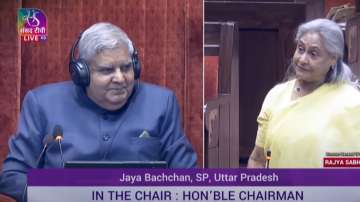 Rajya Sabha chairman Jagdeep Dhankhar and SP MP Jaya Bachchan