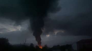 Smoke rising after fuel depot explosion near Stepanakert, Nagorno-Karabakh