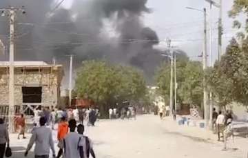 Smoke coming from the Somali checkpoint after the bombing