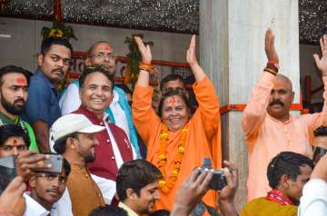 BJP leader Uma Bharti during her Ganga Yatra abhiyan at Vindhyachal Dham in Mirzapur (Representational image)
