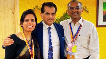 G2O Sherpa Amitabh Kant (Centre), Nagaraj Naidu Kakanur, (R) IFS and Joint Secretary G20, and Eenam Gambhir, (L) a diplomat.