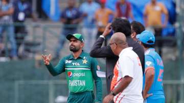 Babar Azam and Rohit Sharma assemble in the middle for the toss during Asia Cup 2023 clash