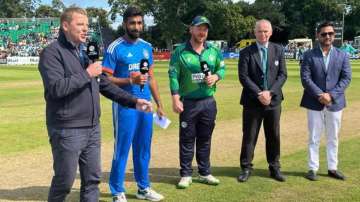 Jasprit Bumrah and Ireland skipper Paul Stirling lining up for toss 
