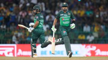 Babar Azam and Abdullah Shafique running between the wickets