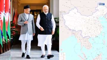 PM Modi along with his Nepalese counterpart Pushpa Dahal.