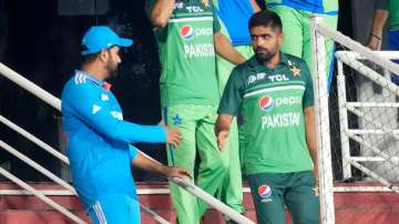 Rohit Sharma and Babar Azam shake hands after India-Pakistan Asia Cup 2023 clash was called off
