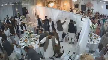 A screengrab from the CCTV footage shows guests fighting amonG themselves.