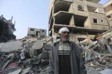 People searching for their loved ones who were killed by Israeli airstrikes on Gaza.