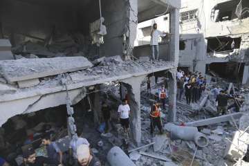 Gaza hospital where more than 500 people were killed in an airstrike.