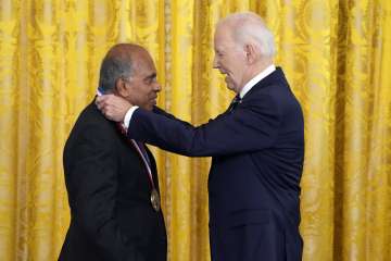 US President Joe Biden awarded the National Medal of Science to Subra Suresh in the East Room of the