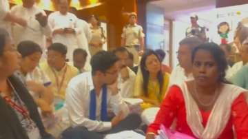 TMC delegation led by party leader and MP Abhishek Banerjee stages sit-in protest inside Krishi Bhavan in Delhi