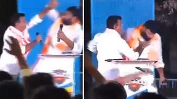 Ugly fight between BJP and BRS leaders during a TV show