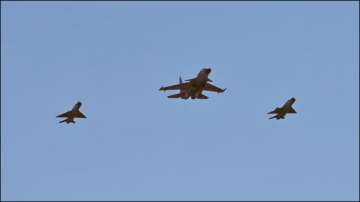 The final flypast of MiG-21 fighter jets in Barmer, Rajasthan.