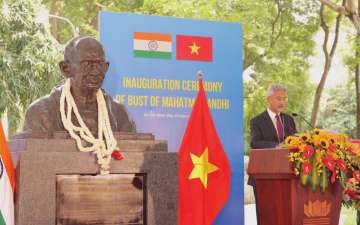 External Affairs Minister Dr S Jaishankar unveiling Mahatma Gandhi's bust in Ho Chi Minh city in Vietnam