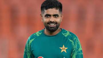 Babar Azam at Ahmedabad's Narendra Modi Stadium on October 12, 2023