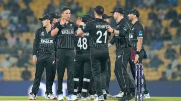 New Zealand team celebrating win over Afghanistan on October 18