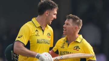 Mitchell Marsh and David Warner vs Pakistan during World Cup 2023 match on Oct 20