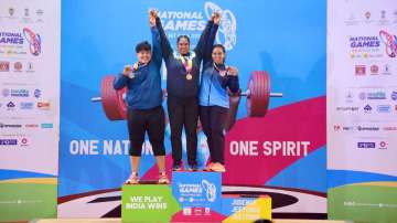 Women's Weightlifting 87+kg category medal winners on October 29