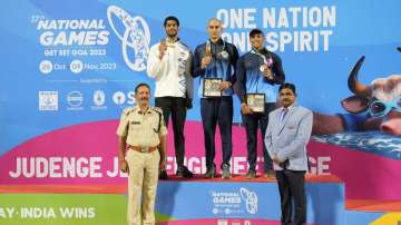 Men's 50M Freestyle event medal winner at National Games on Oct 31, 2023