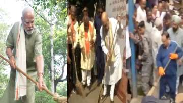PM Modi at a park, Amit Shah in Ahmedabad and JP Nadda in Delhi participate in cleanliness drive