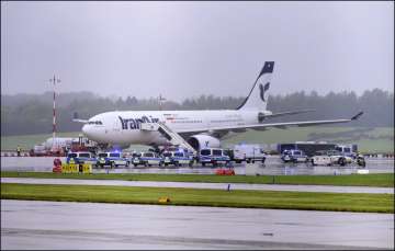 The Iran Air flight landed in Hamburg on Monday