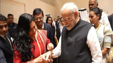 Ana Lilia Rivera ties Rakhi to PM Modi, Mexican Senate President Ana Lilia Rivera, Rakhi tied to PM 