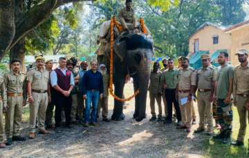 The retirement ceremony of 66-year-old elephant Gomti