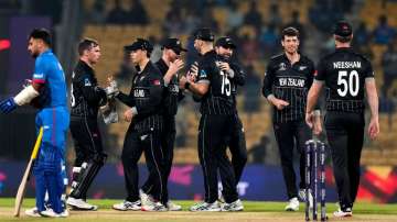 New Zealand players celebrate their win over Afghanistan.