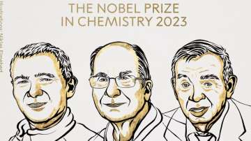 Scientists Moungi Bawendi (L), Louis Brus (C), Alexei Ekimov (R). 