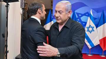 French President Macron meets Israeli Prime Minister Benjamin Netanyahu in Jerusalem.