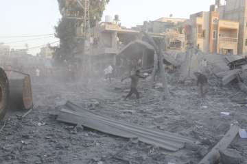 Aftermath of Israeli Defence Forces attack on Gaza city.